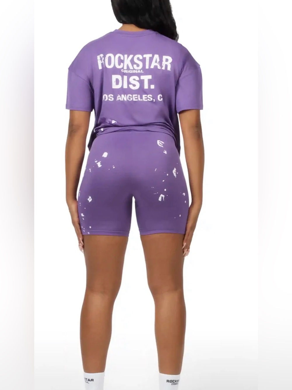 Rockstar Original Purple High-Rise Biker Two Piece Short Set- Size XL New